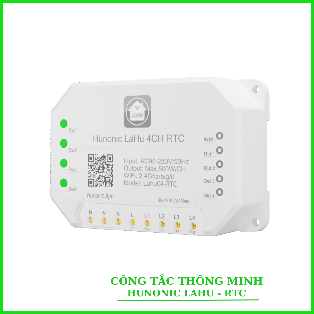 Công Tắc Thông Minh Hunonic Lahu 4 KÊNH RTC Tích Hợp IC Thời Gian Thực